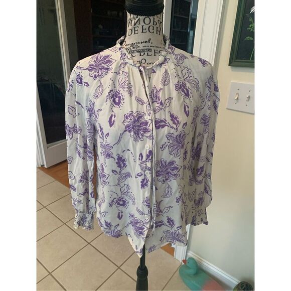 MOTF FLORAL PRINT TIE NECK LIGHTWEIGHT BLOUSE LONG SLEEVES - Picture 7 of 7